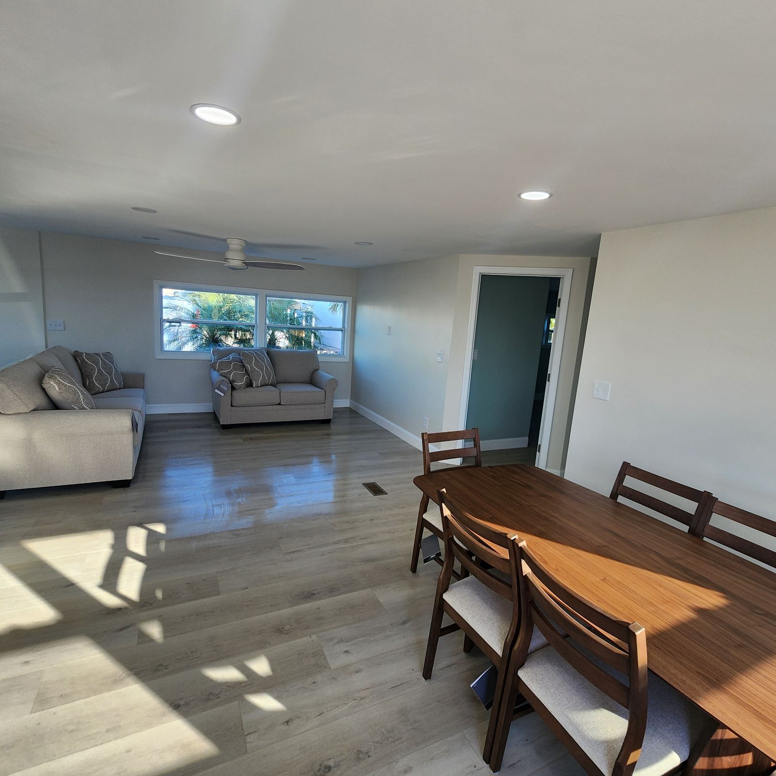 Real living room cleaned by our crew, coastal home